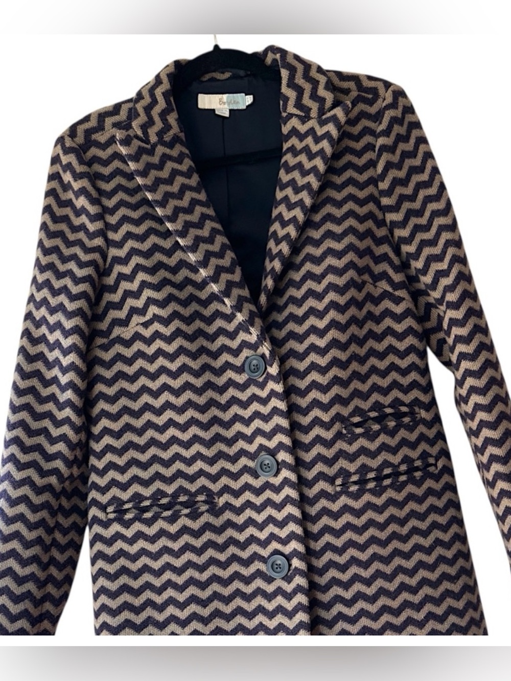 BODEN AMELIA WOOL COAT  NEW CHEVRON ZIG ZAG PATTERN POCKETS LINED |SIZE 8 - Picture 4 of 16